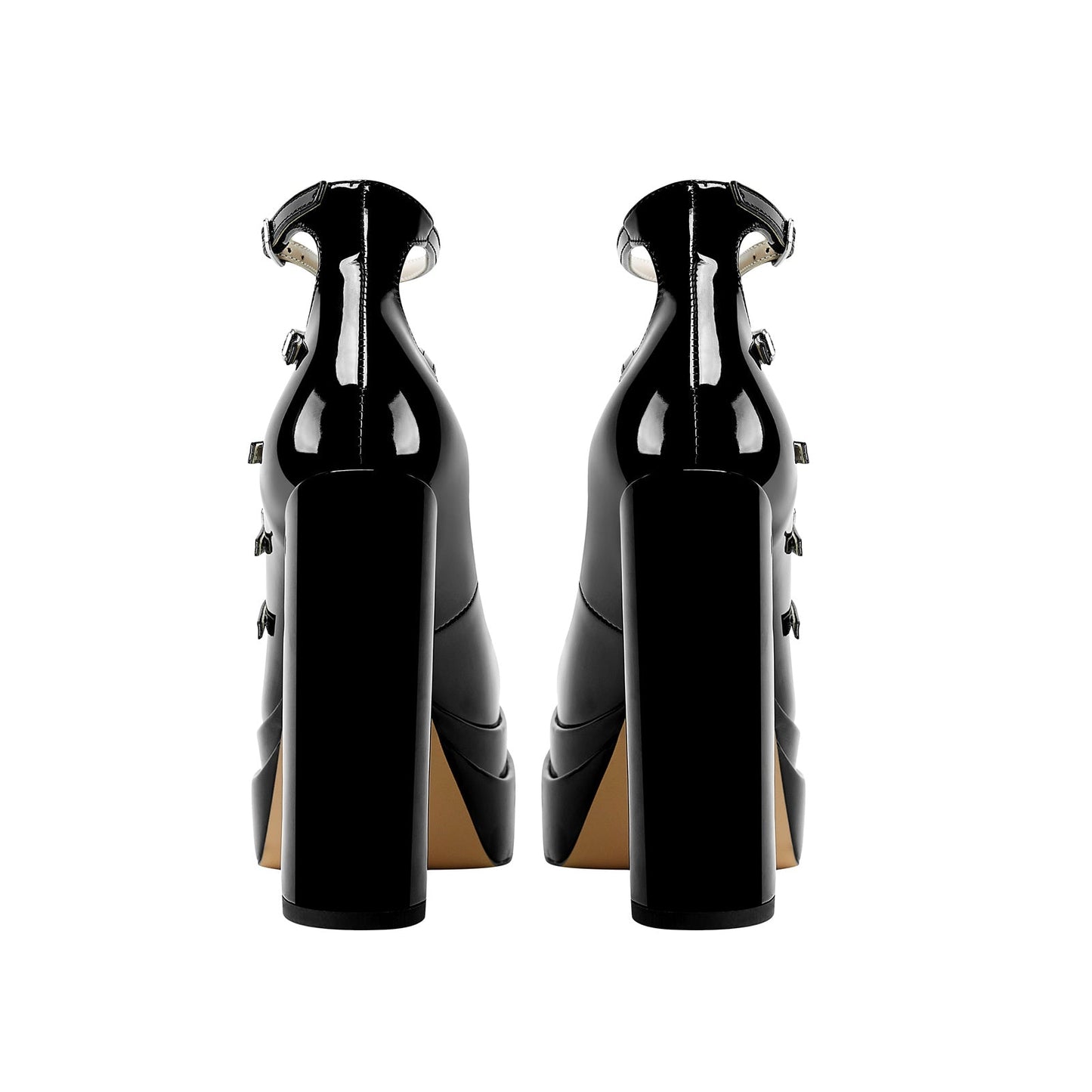 Black Strappy Mary Jane Platform Heels-4