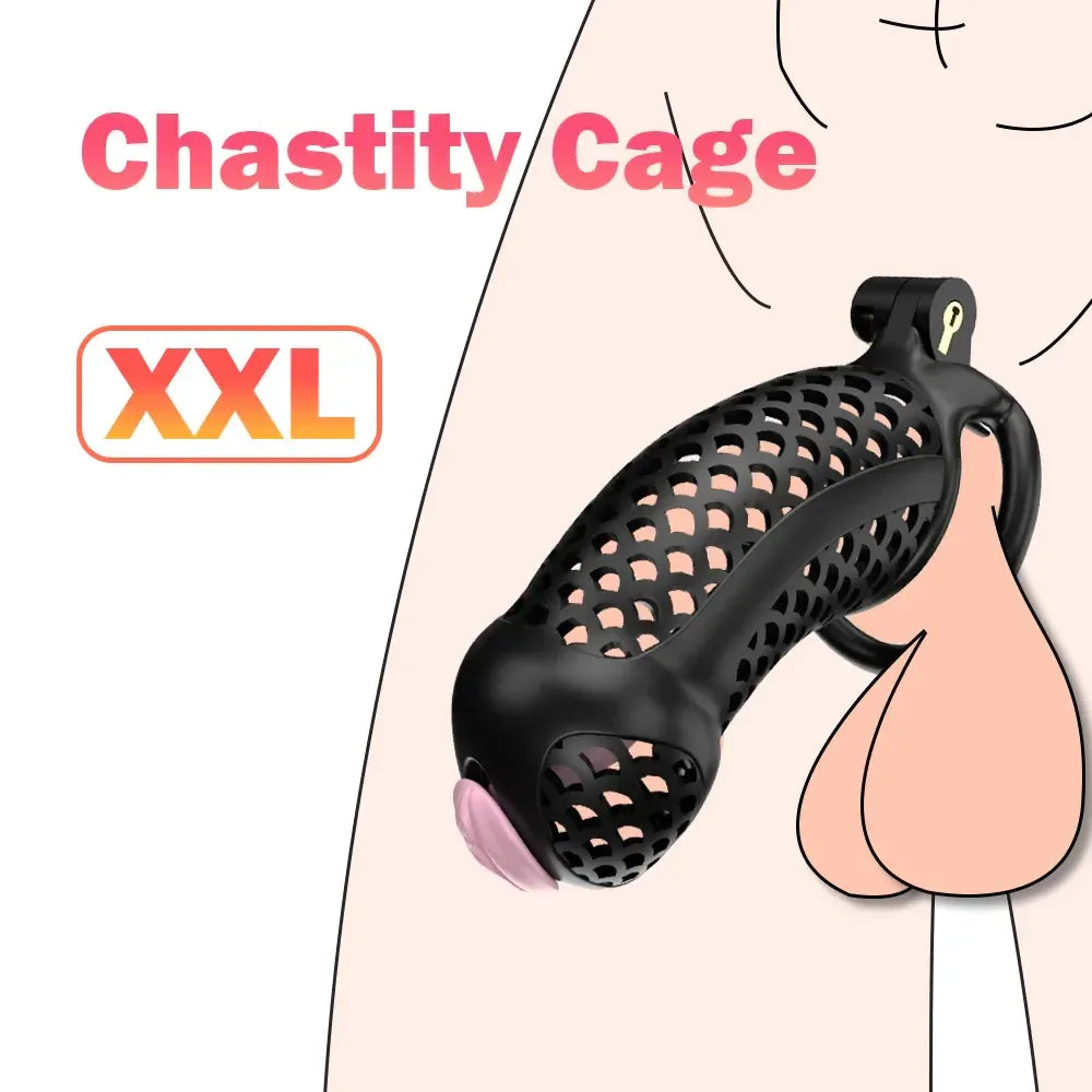 Large Male Chastity Cage Lightweight Plastic Cock Cage for Men for Bdsm-1
