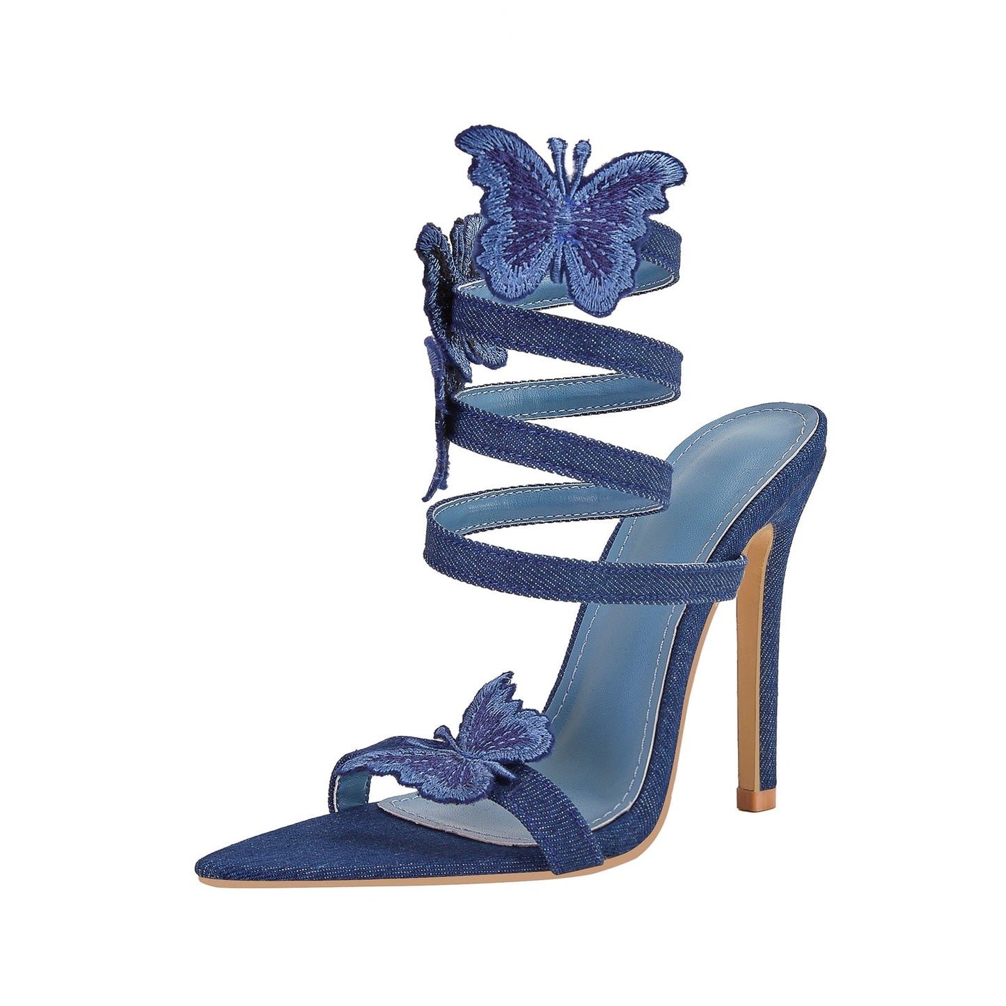 Sweet Butterfly Navy Blue Sandals with Detachable Straps-4