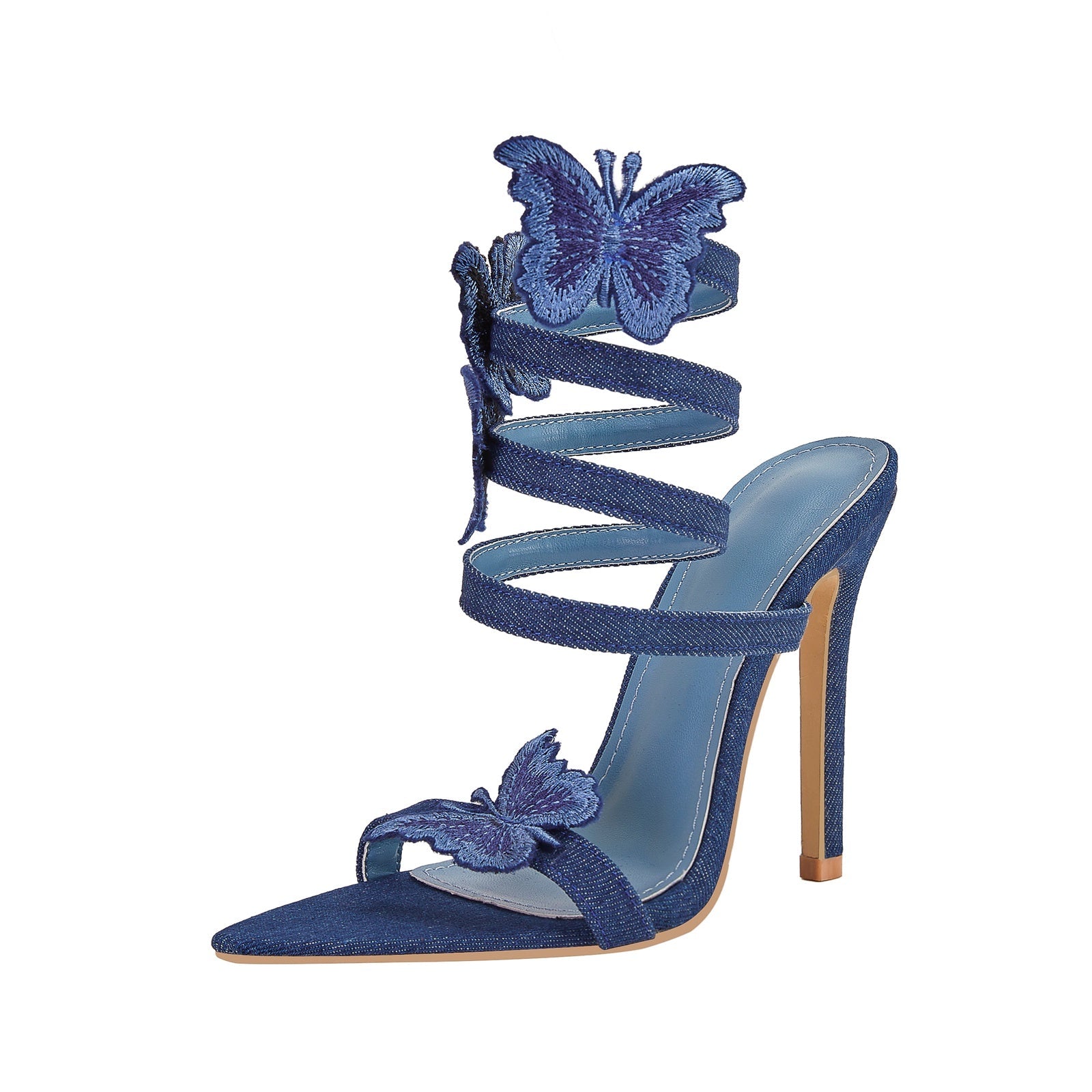 Sweet Butterfly Navy Blue Sandals with Detachable Straps-4